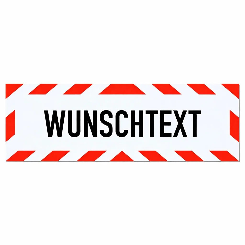 Dein WUNSCHTEXT Magnetschild / Selbstklebende Folie für Auto und Metalloberflächen - Benutzerdefiniert - Warnstreifen