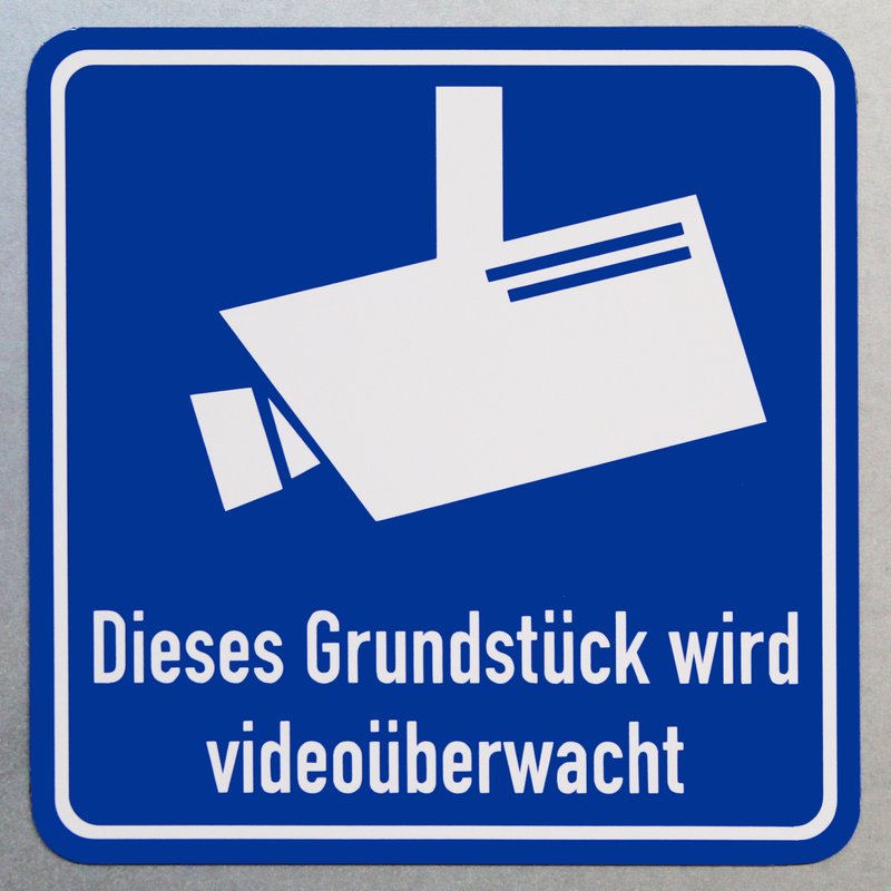 Magnetschild Grundstück wird videoüberwacht / Schild magnetisch mit Piktogramm nach DIN 33450