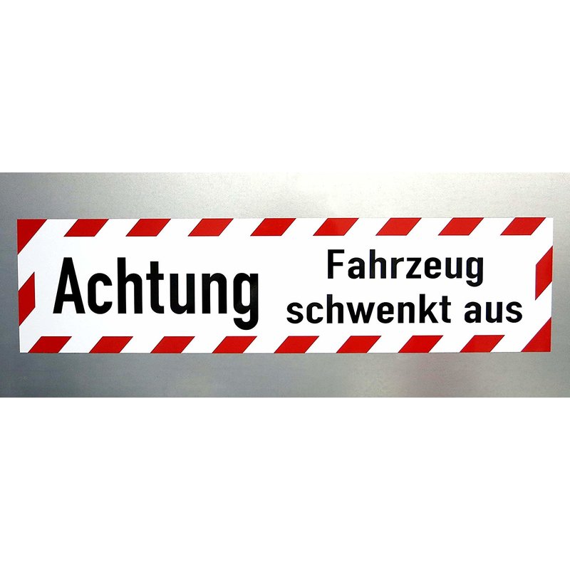 Magnetschild Schild Achtung Fahrzeug schwenkt aus (60 x 15 cm)