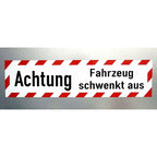 Magnetschild Schild Achtung Fahrzeug schwenkt aus (60 x 15 cm)
