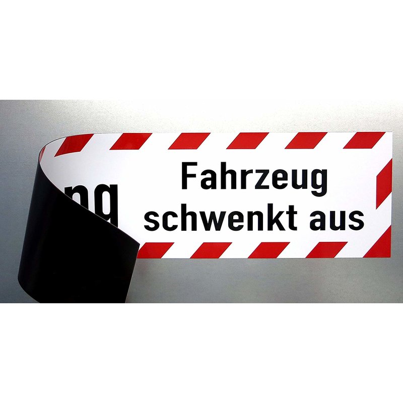 Magnetschild Schild Achtung Fahrzeug schwenkt aus (60 x 15 cm)