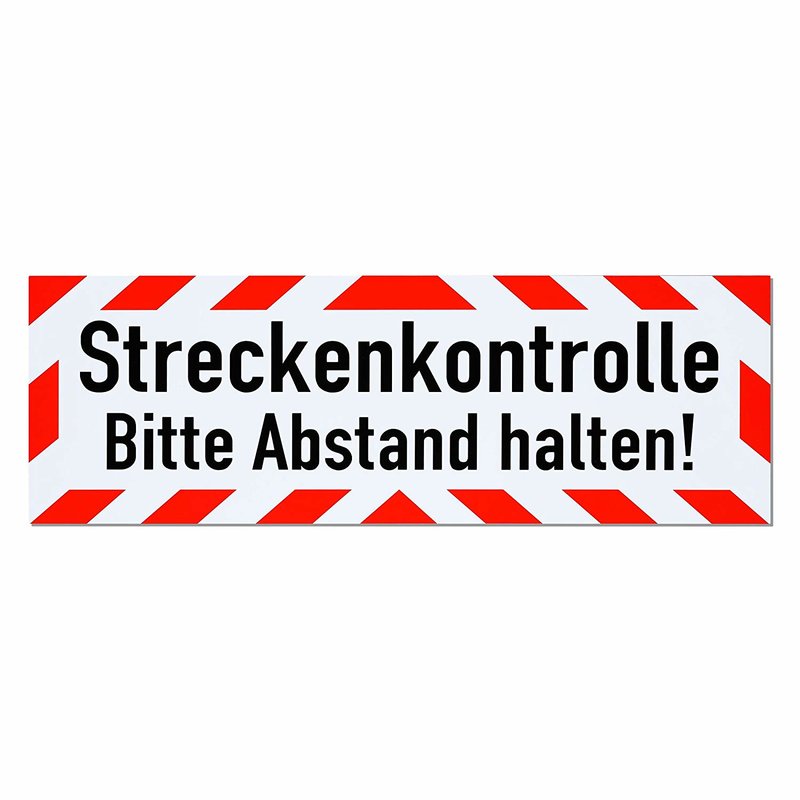 Magnetschild Schild Streckenkontrolle Bitte Abstand halten!