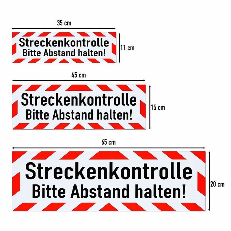 Magnetschild Schild Streckenkontrolle Bitte Abstand halten!